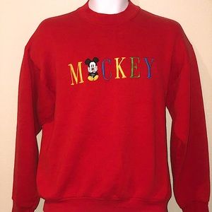 Vintage Disney Mickey Mouse Crewneck Red SIZE LARGE